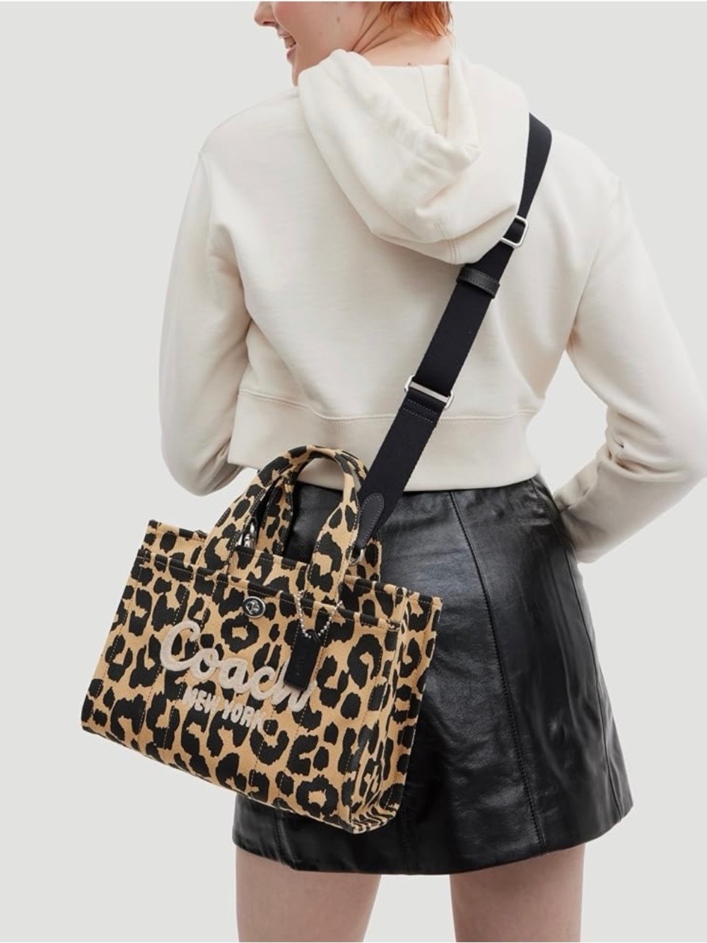 Coach Leopard-Print Canvas Tote in Tan and Black - Picture 5 of 6
